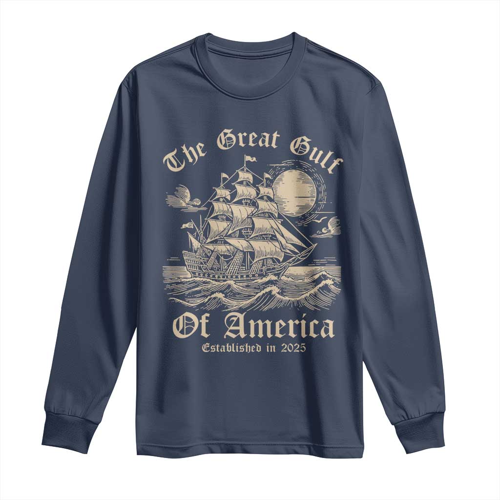 The Great Gulf Of USA Long Sleeve Shirt Established in 2025 TS02 Navy Print Your Wear