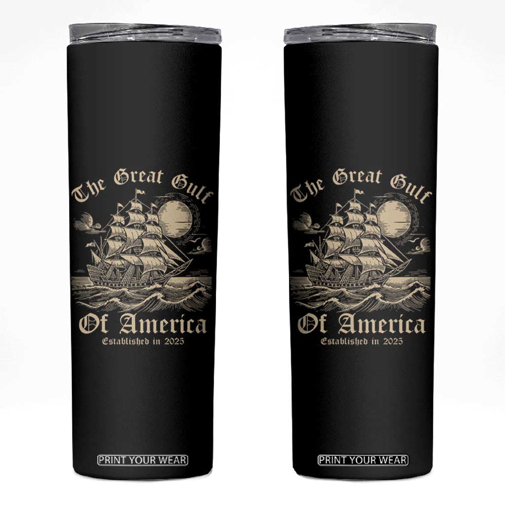 The Great Gulf Of USA Skinny Tumbler Established in 2025 TS02 Black Print Your Wear