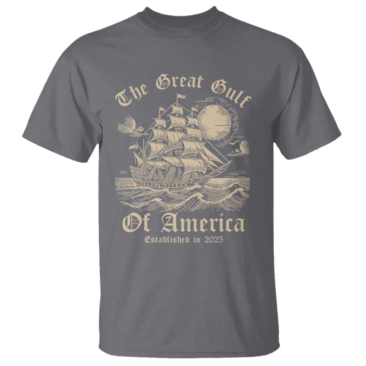 The Great Gulf Of USA T Shirt Established in 2025 TS02 Charcoal Print Your Wear