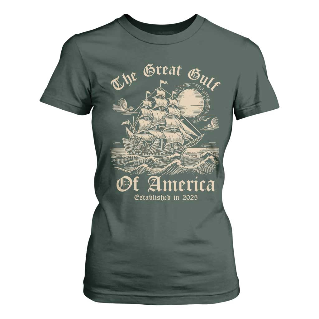The Great Gulf Of USA T Shirt For Women Established in 2025 TS02 Dark Forest Green Print Your Wear