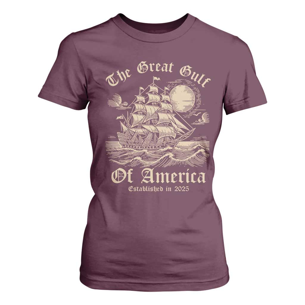 The Great Gulf Of USA T Shirt For Women Established in 2025 TS02 Maroon Print Your Wear