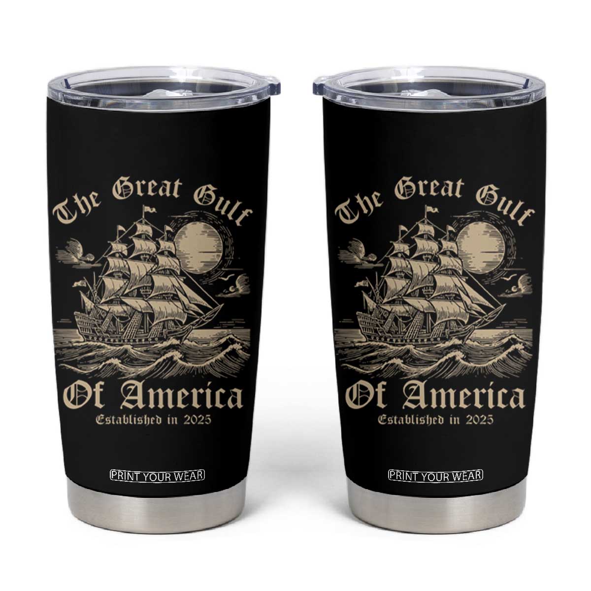 The Great Gulf Of USA Tumbler Cup Established in 2025 TS02 Black Print Your Wear