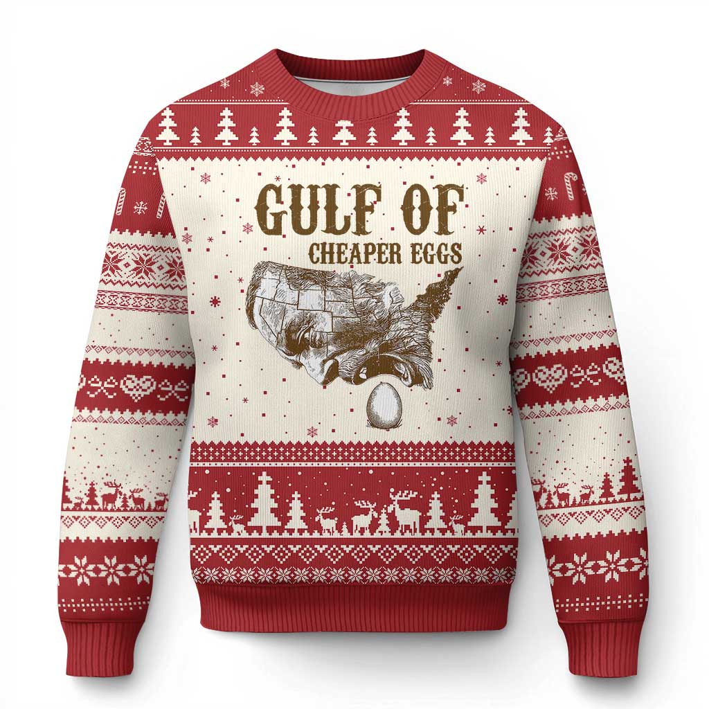 Gulf of Cheaper Eggs Ugly Christmas Sweater Gulf of Mexico TS02 Beige Red Print Your Wear