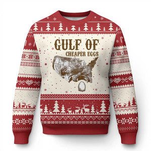 Gulf of Cheaper Eggs Ugly Christmas Sweater Gulf of Mexico TS02 Beige Red Print Your Wear