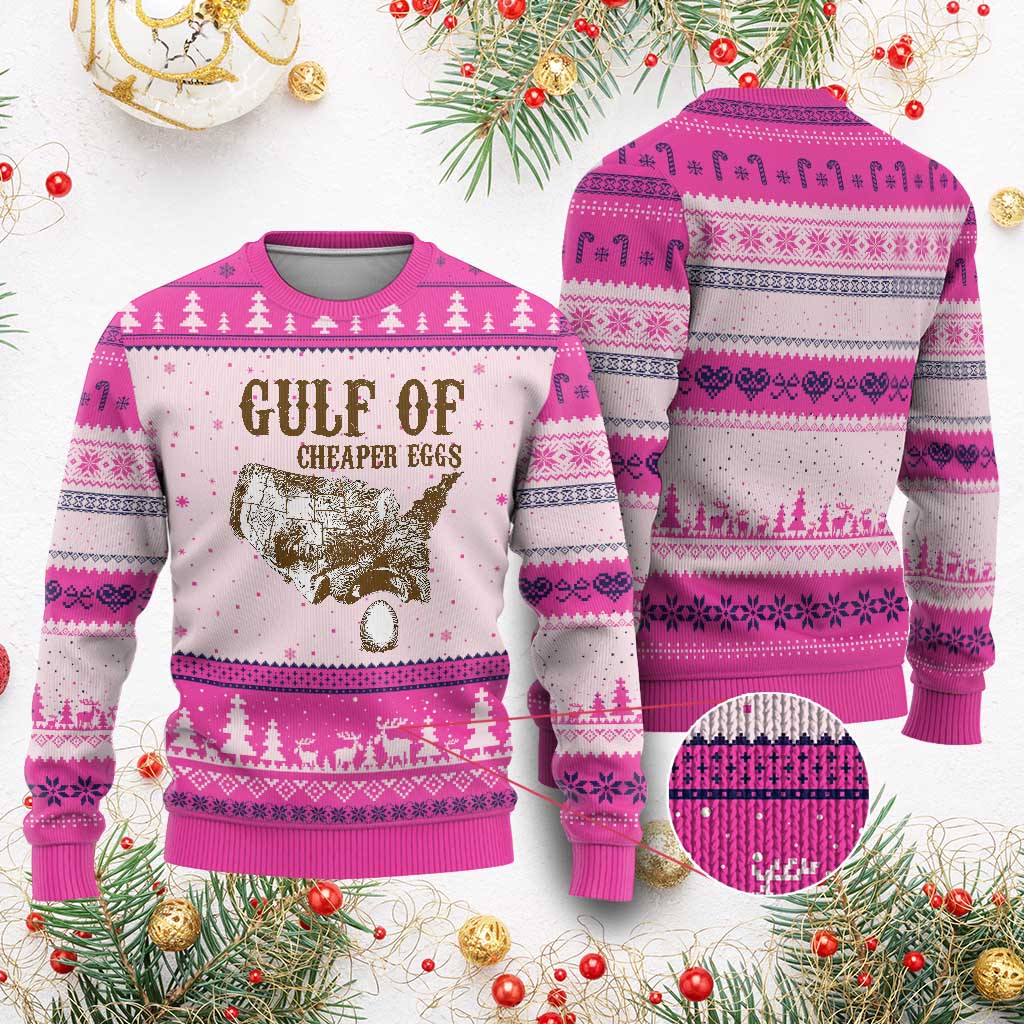 Gulf of Cheaper Eggs Ugly Christmas Sweater Gulf of Mexico TS02 Hot Pink Print Your Wear
