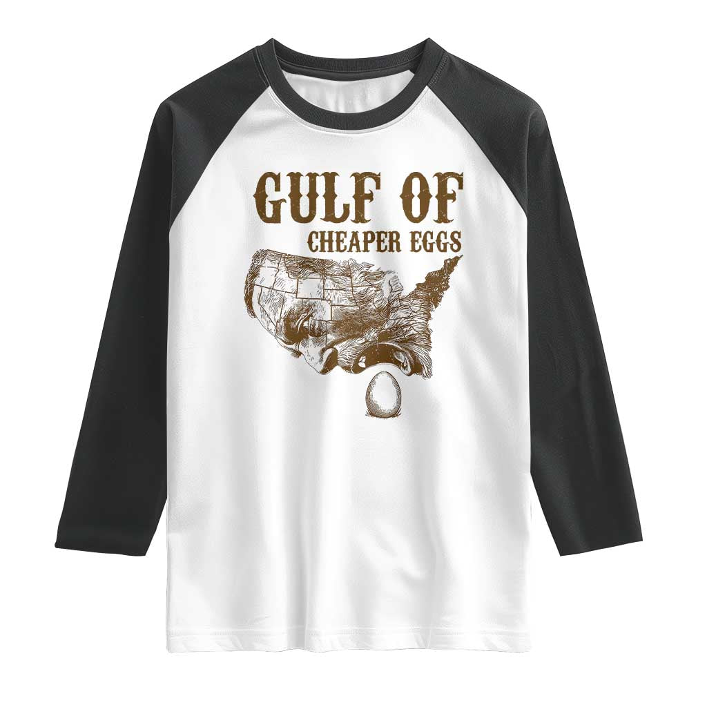 Gulf of Cheaper Eggs Raglan Shirt Gulf of Mexico TS02 White Black Print Your Wear