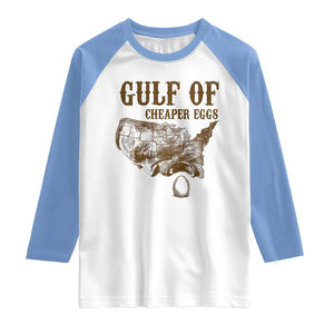 Gulf of Cheaper Eggs Raglan Shirt Gulf of Mexico TS02 White Carolina Blue Print Your Wear