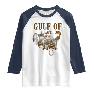 Gulf of Cheaper Eggs Raglan Shirt Gulf of Mexico TS02 White Navy Print Your Wear