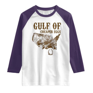 Gulf of Cheaper Eggs Raglan Shirt Gulf of Mexico TS02 White Purple Print Your Wear