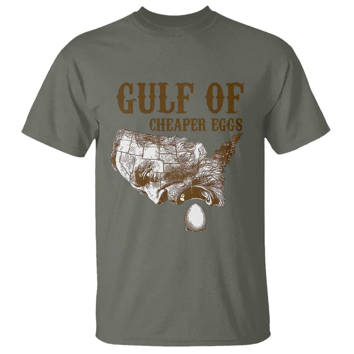 Gulf of Mexico Eggs T Shirt TS02 Military Green Print Your Wear