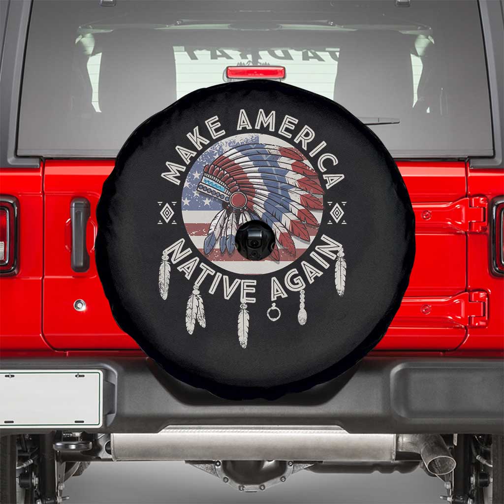 Make America Native Again Spare Tire Cover Indigenous Peoples Pride USA Flag TS02 Black Print Your Wear