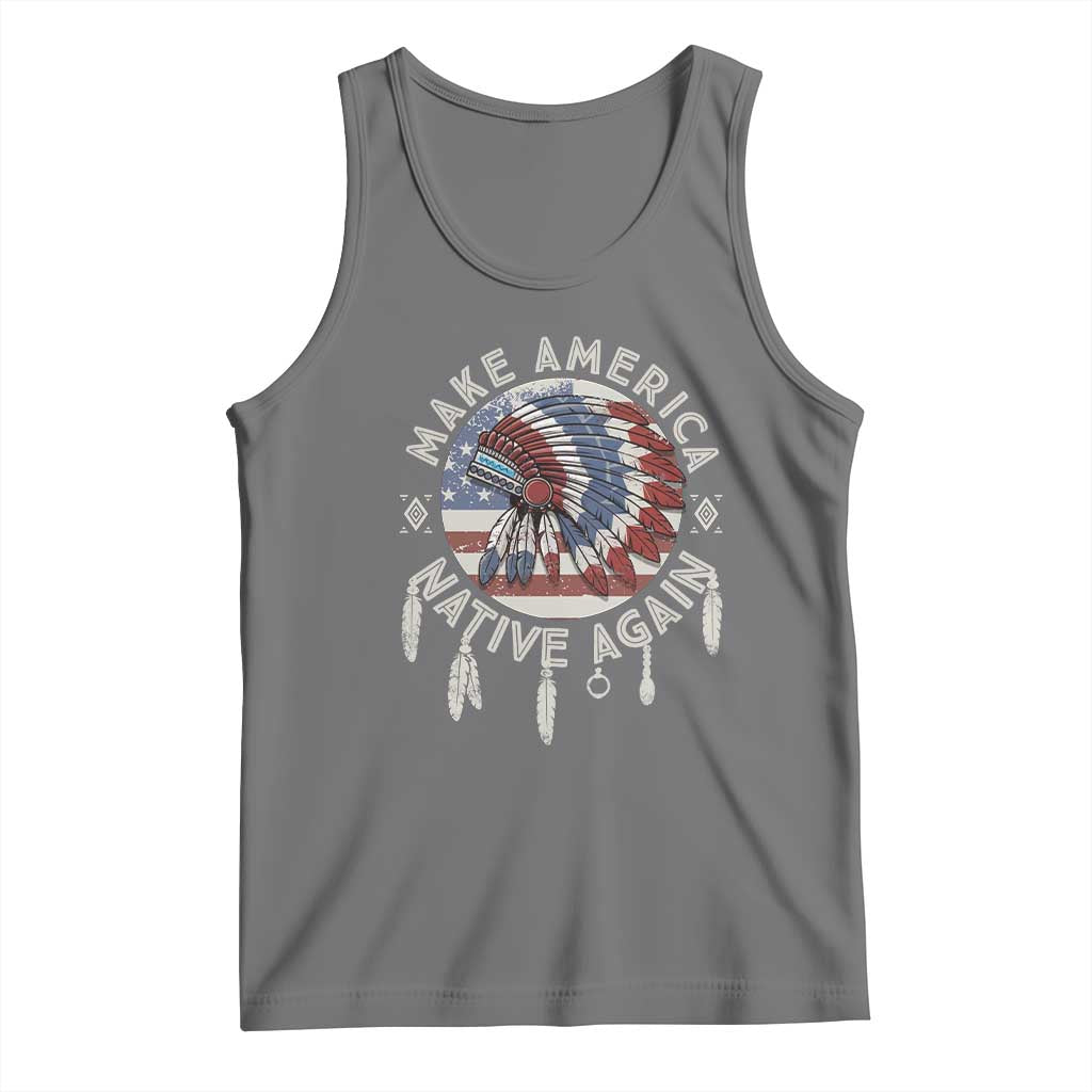 Make America Native Again Tank Top Indigenous Peoples Pride USA Flag TS02 Black Heather Print Your Wear