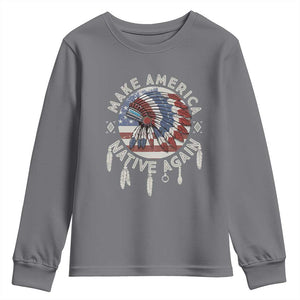 Make America Native Again Youth Sweatshirt Indigenous Peoples Pride USA Flag TS02 Charcoal Print Your Wear