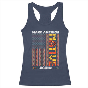 Make America Native Again Racerback Tank Top Indigenous Pride Cultural Heritage USA Flag TS02 Navy Print Your Wear