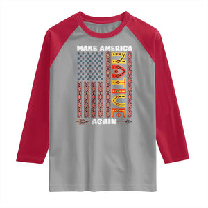Make America Native Again Raglan Shirt Indigenous Pride Cultural Heritage USA Flag TS02 Sport Gray Red Print Your Wear