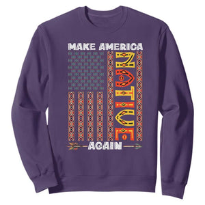 Make America Native Again Sweatshirt Indigenous Pride Cultural Heritage USA Flag TS02 Purple Print Your Wear