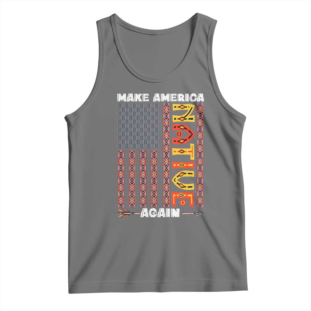 Make America Native Again Tank Top Indigenous Pride Cultural Heritage USA Flag TS02 Black Heather Print Your Wear