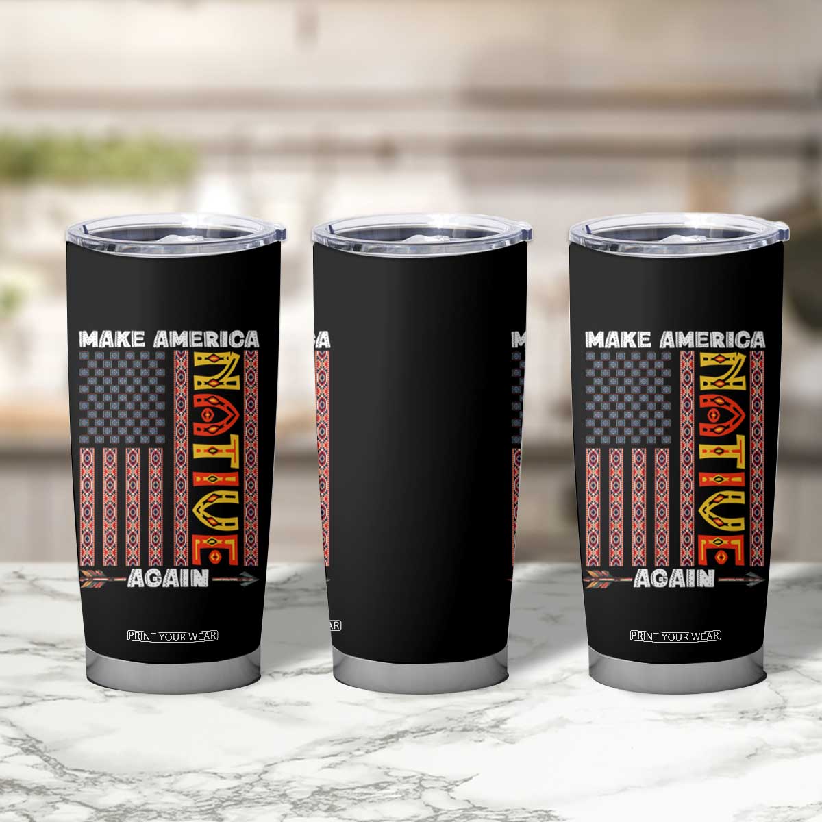 Make America Native Again Tumbler Cup Indigenous Pride Cultural Heritage USA Flag TS02 Print Your Wear