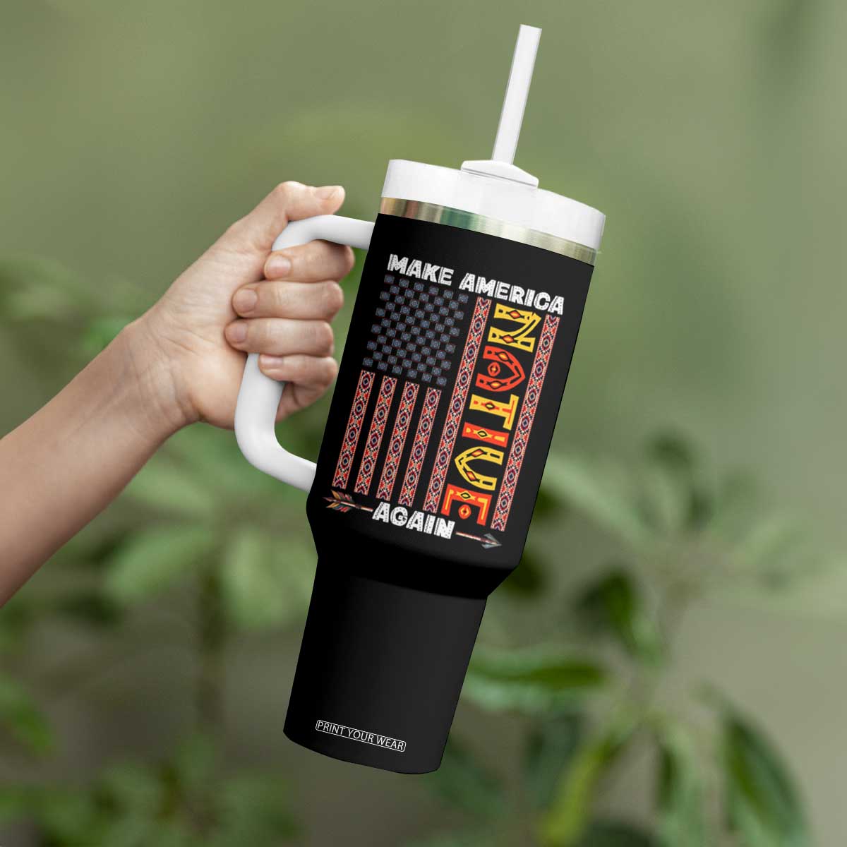 Make America Native Again Tumbler With Handle Indigenous Pride Cultural Heritage USA Flag TS02 Print Your Wear