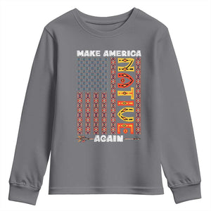 Make America Native Again Youth Sweatshirt Indigenous Pride Cultural Heritage USA Flag TS02 Charcoal Print Your Wear