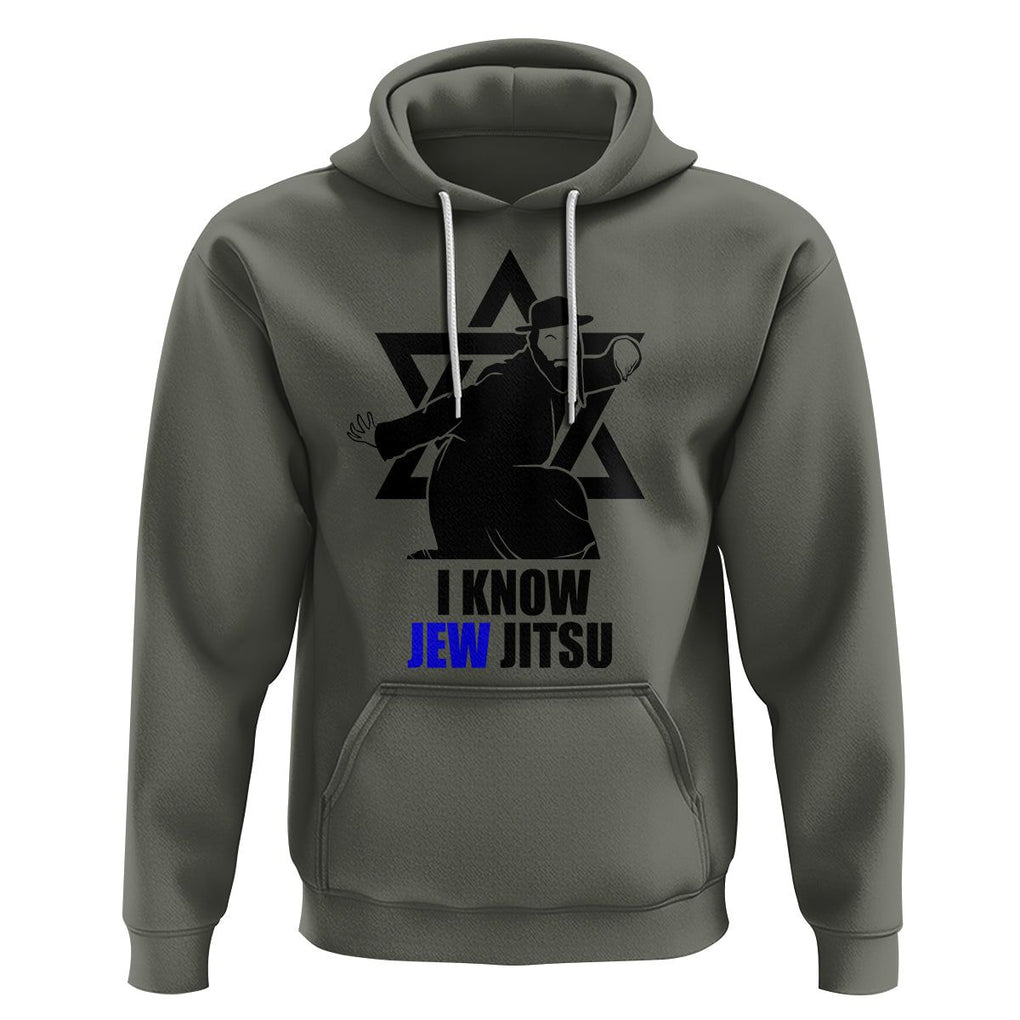 Funny Jiu Jitsu Hoodie I Know Jew Jitsu Jewish Martial Arts Pun Joke TS02 Military Green Printyourwear