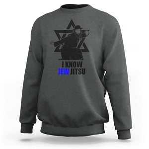 Funny Jiu Jitsu Sweatshirt I Know Jew Jitsu Jewish Martial Arts Pun Joke TS02 Dark Heather Printyourwear