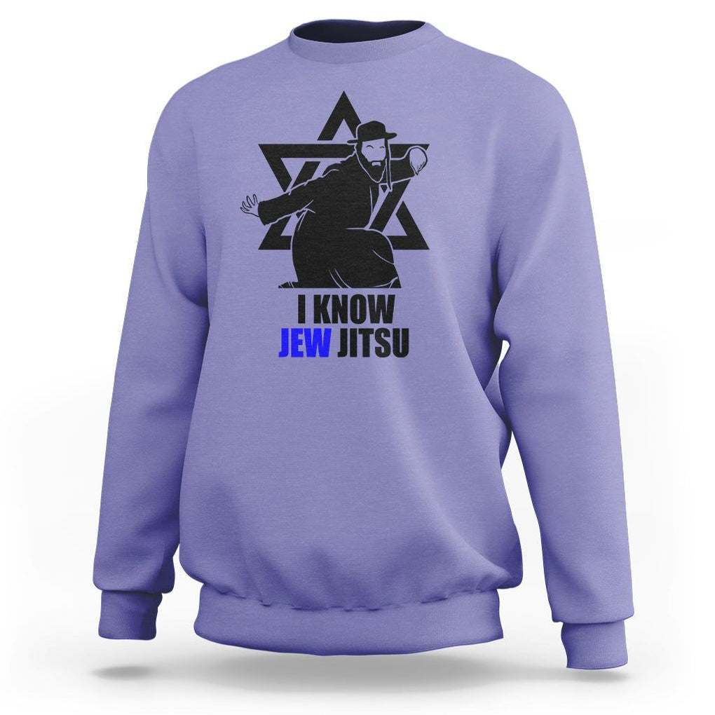 Funny Jiu Jitsu Sweatshirt I Know Jew Jitsu Jewish Martial Arts Pun Joke TS02 Violet Printyourwear