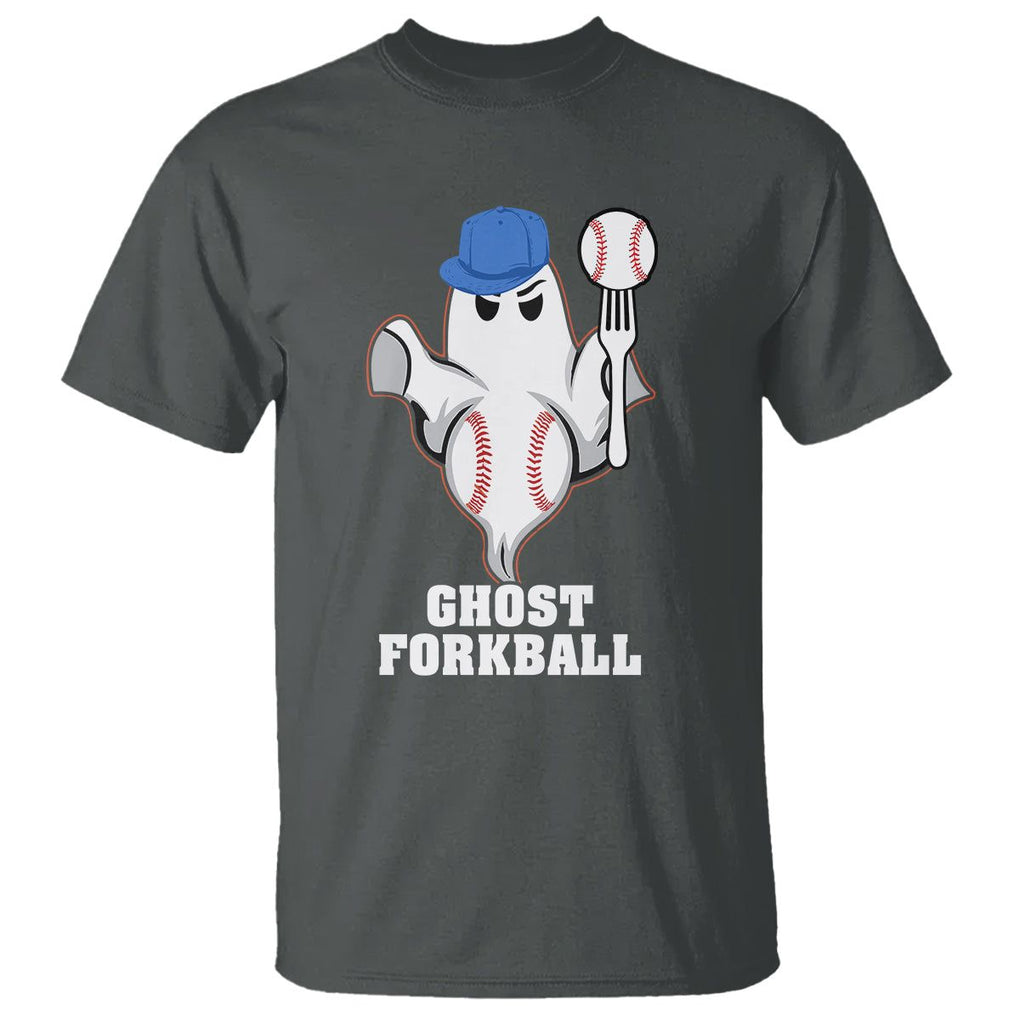 Funny Baseball T Shirt Ghost Forkball TS02 Dark Heather Printyourwear