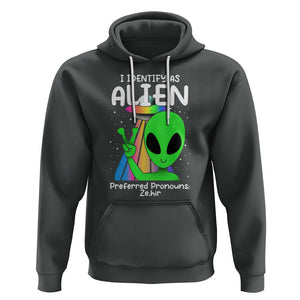 Funny Alien Hoodie I Identify As An Alien Preferred Pronoun Ze Hir LGBTQ+ TS02 Dark Heather Printyourwear