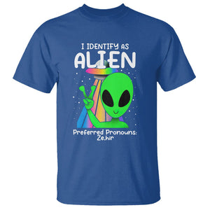 Funny Alien T Shirt I Identify As An Alien Preferred Pronoun Ze Hir LGBTQ+ TS02 Royal Blue Printyourwear
