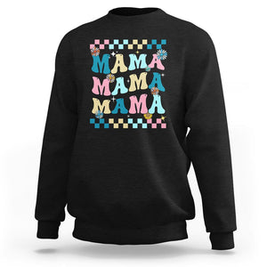 Retro Groovy Mama Sweatshirt Mother's Day Gifts for Mom TS02 Black Printyourwear