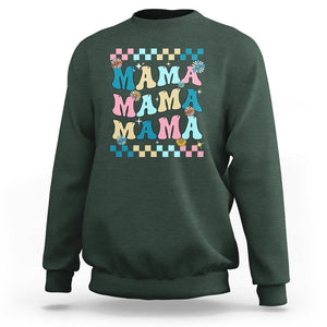 Retro Groovy Mama Sweatshirt Mother's Day Gifts for Mom TS02 Dark Forest Green Printyourwear