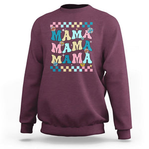 Retro Groovy Mama Sweatshirt Mother's Day Gifts for Mom TS02 Maroon Printyourwear