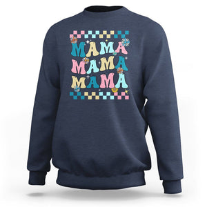 Retro Groovy Mama Sweatshirt Mother's Day Gifts for Mom TS02 Navy Printyourwear