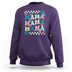 Retro Groovy Mama Sweatshirt Mother's Day Gifts for Mom TS02 Purple Printyourwear