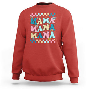 Retro Groovy Mama Sweatshirt Mother's Day Gifts for Mom TS02 Red Printyourwear