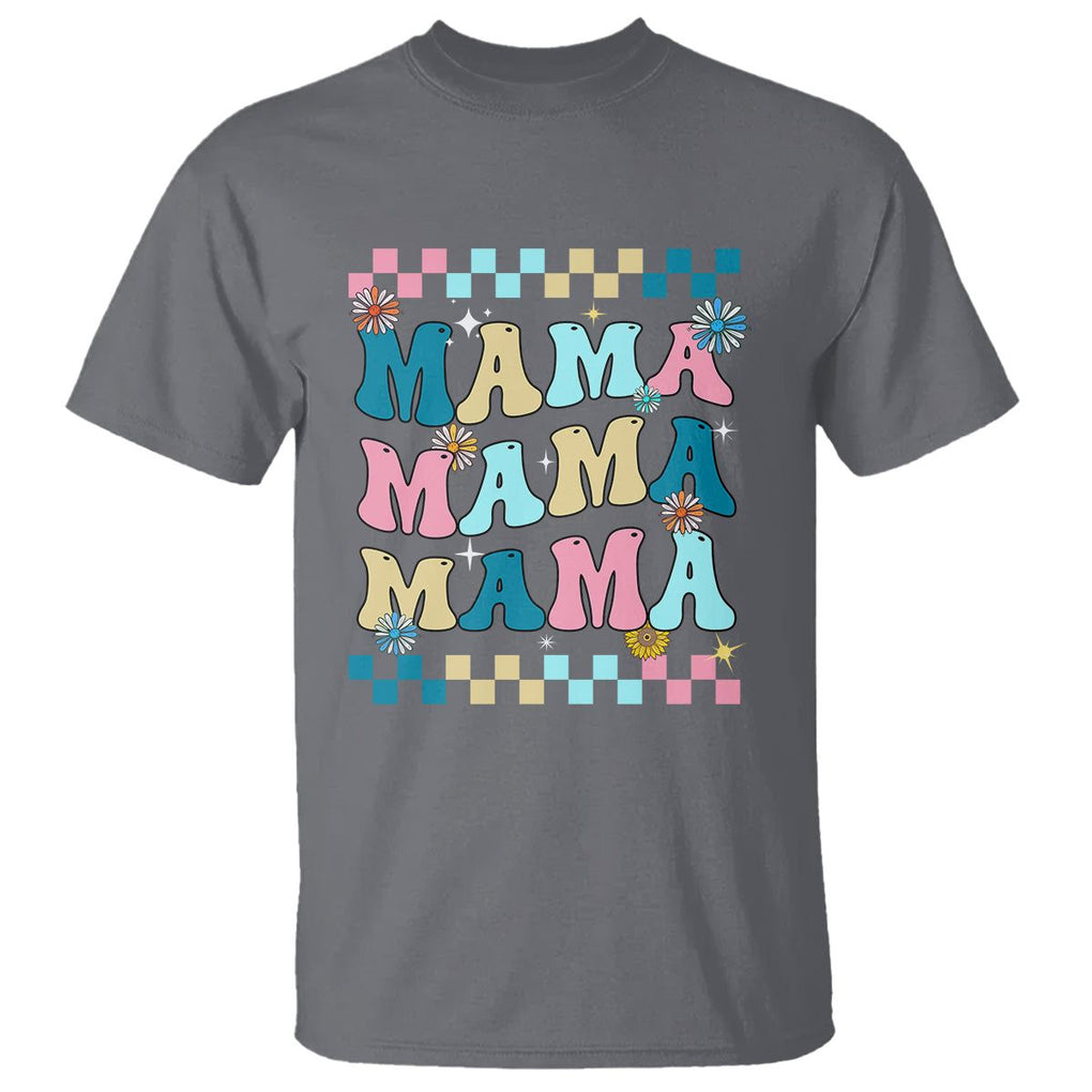 Retro Groovy Mama T Shirt Mother's Day Gifts for Mom TS02 Charcoal Printyourwear