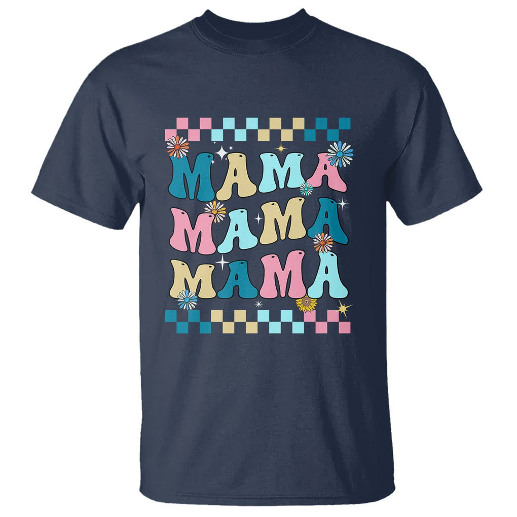 Retro Groovy Mama T Shirt Mother's Day Gifts for Mom TS02 Navy Printyourwear