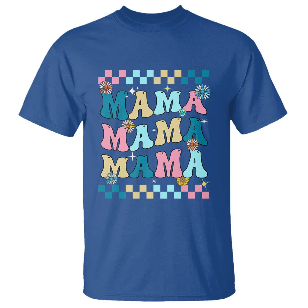 Retro Groovy Mama T Shirt Mother's Day Gifts for Mom TS02 Royal Blue Printyourwear