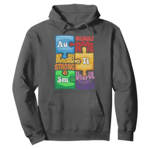 Puzzle Autism Definition Hoodie Support Understand Love Accept Embrace Neurodiversity TS02 Dark Heather Printyourwear