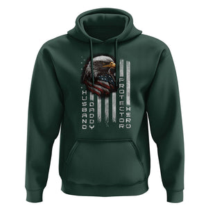 Veteran Dad American Eagle Hoodie Husband Daddy Protector Hero US Flag TS02 Dark Forest Green Print Your Wear