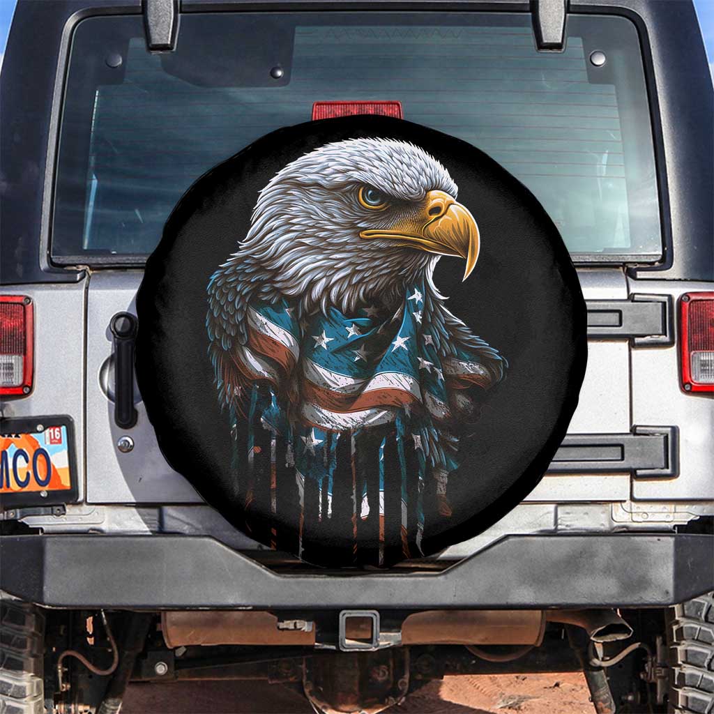 Patriotic American Eagle Spare Tire Cover 4th Of July US Flag TS02 No hole Black Print Your Wear