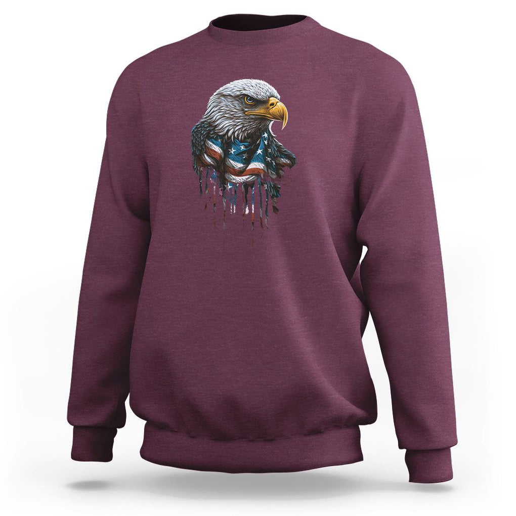 Patriotic American Eagle Sweatshirt 4th Of July US Flag TS02 Maroon Print Your Wear