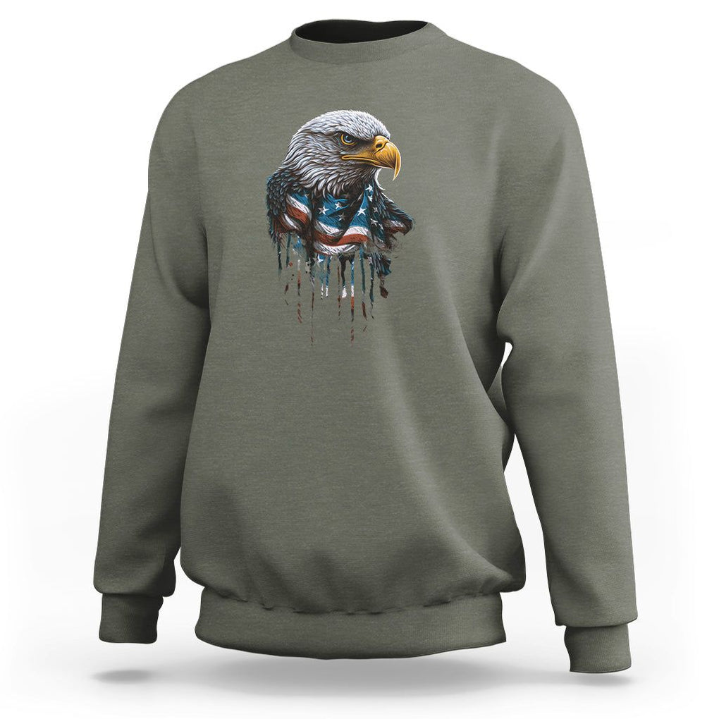 Patriotic American Eagle Sweatshirt 4th Of July US Flag TS02 Military Green Print Your Wear