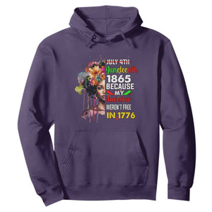 Juneteenth 1865 Hoodie Because My Ancestor Weren't Free In 1776 Afro Black Queen TS02 Purple Print Your Wear