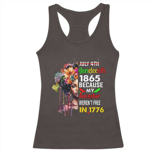 Juneteenth 1865 Racerback Tank Top Because My Ancestor Weren't Free In 1776 Afro Black Woman TS02 Dark Chocolate Print Your Wear