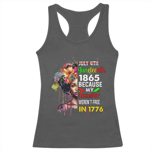 Juneteenth 1865 Racerback Tank Top Because My Ancestor Weren't Free In 1776 Afro Black Woman TS02 Dark Heather Print Your Wear