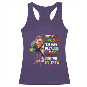 Juneteenth 1865 Racerback Tank Top Because My Ancestor Weren't Free In 1776 Afro Black Woman TS02 Purple Print Your Wear