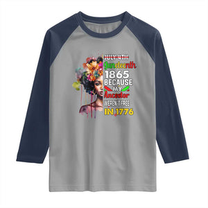 Juneteenth 1865 Raglan Shirt Because My Ancestor Weren't Free In 1776 Afro Black Woman TS02 Sport Gray Navy Print Your Wear