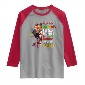 Juneteenth 1865 Raglan Shirt Because My Ancestor Weren't Free In 1776 Afro Black Woman TS02 Sport Gray Red Print Your Wear